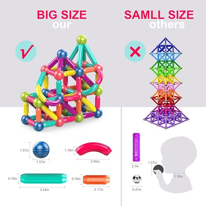 Learning Boys Girls Toys Age 4-5,Magnetic Blocks Magnet Toys for Toddlers 1-3,Magnetic Balls and Rods Set Educational Magnet Building Blocks,Kids Toys for 3+ Year Old Gifts(25pcs)