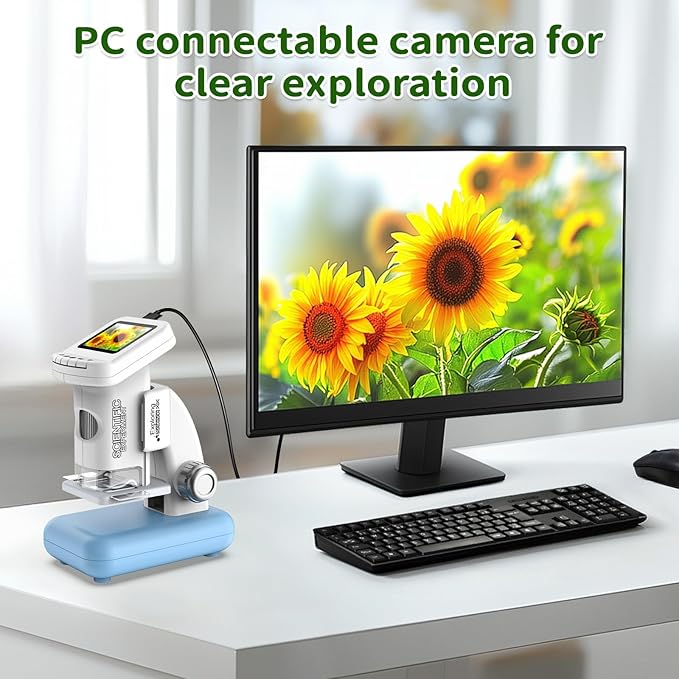 Microscope for Kids, 1200X Kids Microscope Pocket Portable Microscopes with Photo and Video Function, Mini Handheld Digital 2" Screen Rechargeable Student Edu Science Microscopes for Kids 6-7 8-12
