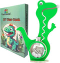 A2 Dinosaur Piggy Bank for Kids Boys Girls, Wooden Coin Bank with Large Clear Acrylic Belly, Cute Money Savings Box Toy Gift for Toddlers Birthday Christmas (Green)