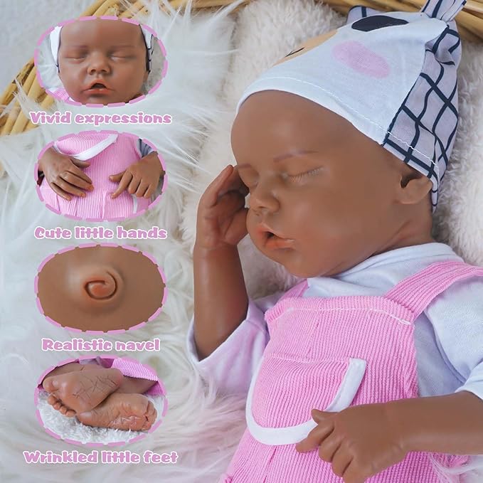 Reborn Baby Dolls Silicone Full Body 16.9in Weighted Real Life Closed-Eyes Girl Dolls Lifelike Newborn Baby Soft Body Flexible Limbs Not Vinyl