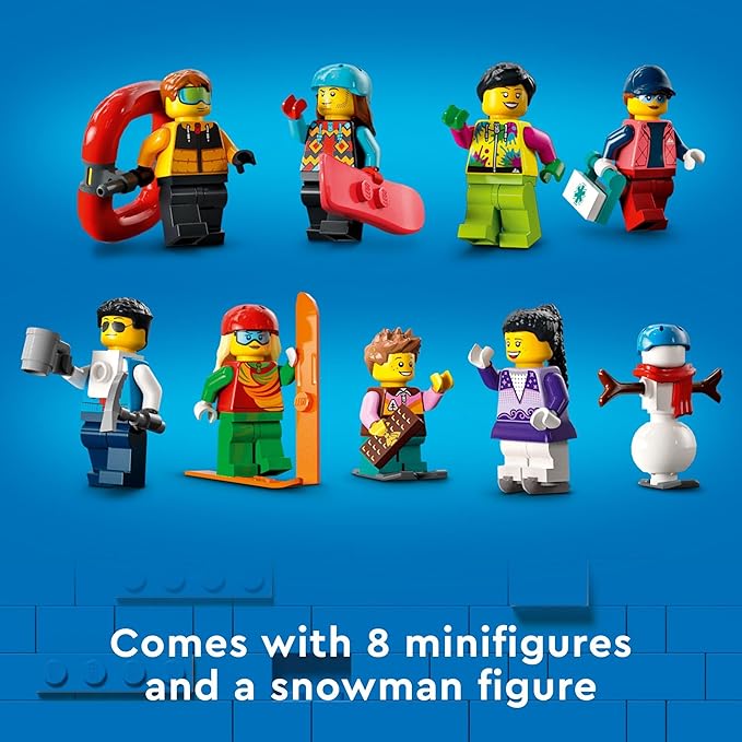 LEGO City Ski and Climbing Center 60366 Building Toy Set, 3-Level Building with a Ski Slope, 8 Minifigures and 2 Animal Figures for Imaginative Winter Sports Play, Christmas Toy for Kids and Ski Fans