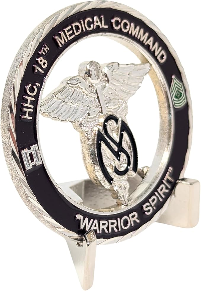 Generic Chevron Military Challenge Coin Display Stand - Solid Metal with Anodized Finish - US Vet. Business (Silver)
