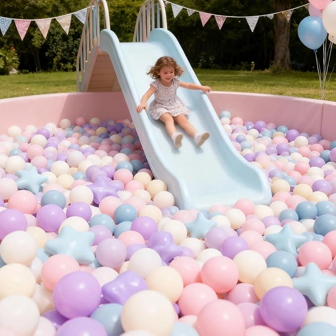 GOGOSO Ball Pit Balls for Toddlers Phthalate-Free BPA-Free Non-Toxic Crush Proof Soft Plastic Play Balls Baby Kids Shape Tent Pool Playhouse Playpen Party Decor, Pink+Purple+Blue,200PCS