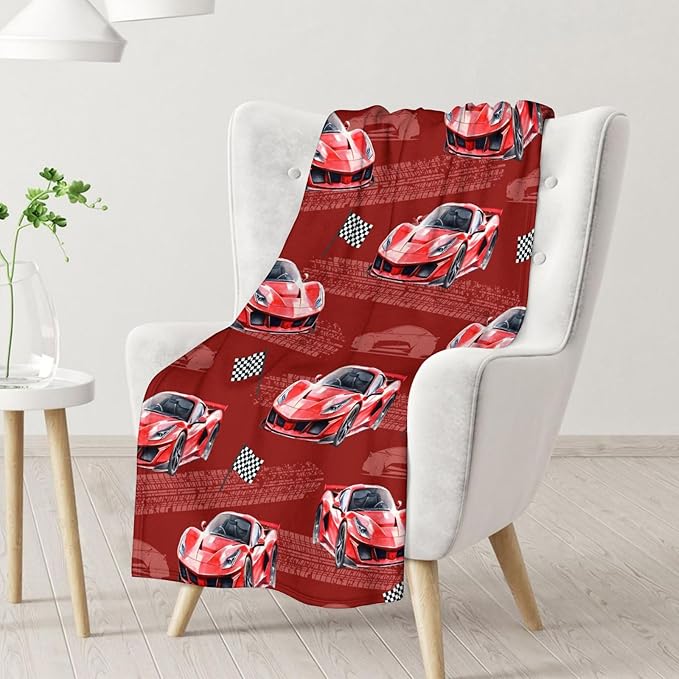 Boys Blanket Gift Racing Car Throw Blankets for Kids Birthday, 30x40 Inches Lightweight Soft Car Decor Throw for Sofa Chair Couch Bed