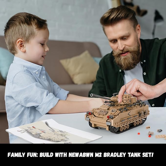 M2 Bradley Tank Toy Building Set, Infantry Fighting Vehicle, Sparks Hours of Military Adventure Play, Army Tank Toy Building Set for Kids 8-14 & Adults, Compatible with Lego Sets (1350 Pieces)