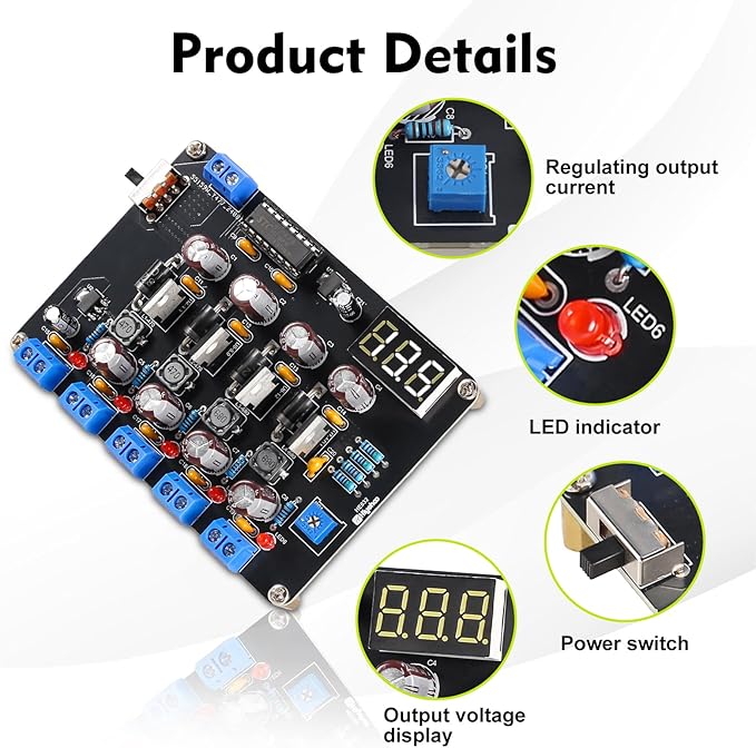 DIY Power Module Soldering Kit, PEMENOL LM2596 Universal 1.5V/3.3V/5V/12V/Adjustable Voltage Output Power Supply Module for School College Electronic DIY Soldering Practice Experiments and Testing