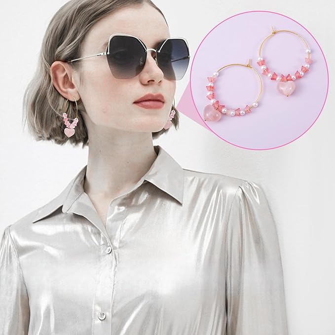 Pndeyo 60pcs Hypoallergenic Earring Beading Hoops, Mix Sizes Round Hoop Earrings Findings, Open Earring Wire Ring Accessories for Jewelry Making- Gold