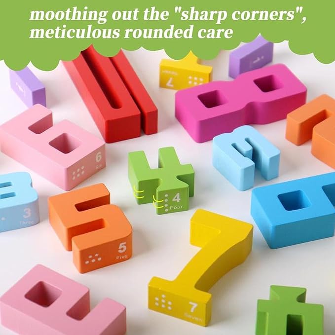 Tally Tots - Tally Tots Number Blocks, 20pc Montessori Wooden Number Building Blocks, Friends of 10 Blocks, Stacking Sensory Number Block, Building Digit Blocks Unlock Your Math (1pc)