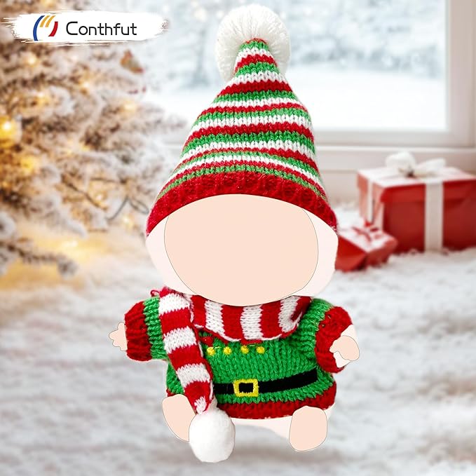 17cm Doll Clothes,15cm Dolls Christmas Outfit Set,Accessories for Dolls,Christmas Clothes Set (No Doll) (Red+Green)