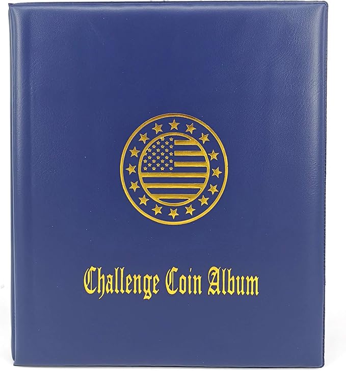Challenge Coin Album 2.4''x2.4'' Pockets Holds 120 Large Military Coin Medals Display and Storage