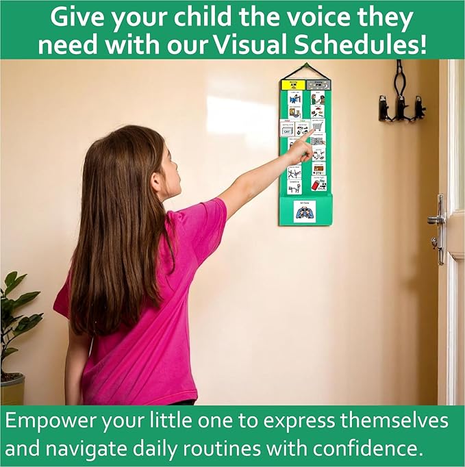 Visual Schedule & Chore Reward Chart –Daily Planner with 133 Picture Cards for Routines and Learning Structure at Home, School, Centers and in The Community –Great for ADHD & Autism Behavior Support.