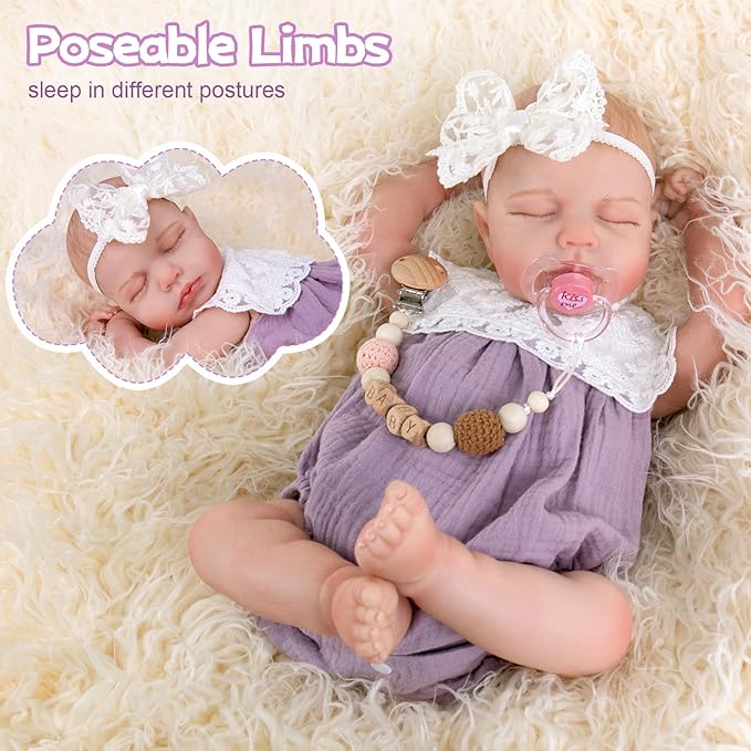 Aori Realistic Reborn Baby Doll 20" Lifelike Sleeping Newborn Girl with Poseable Limbs, Weighted Body, Feeding Set - Collectible Gift for New Moms, Grandparents, Kids 3+
