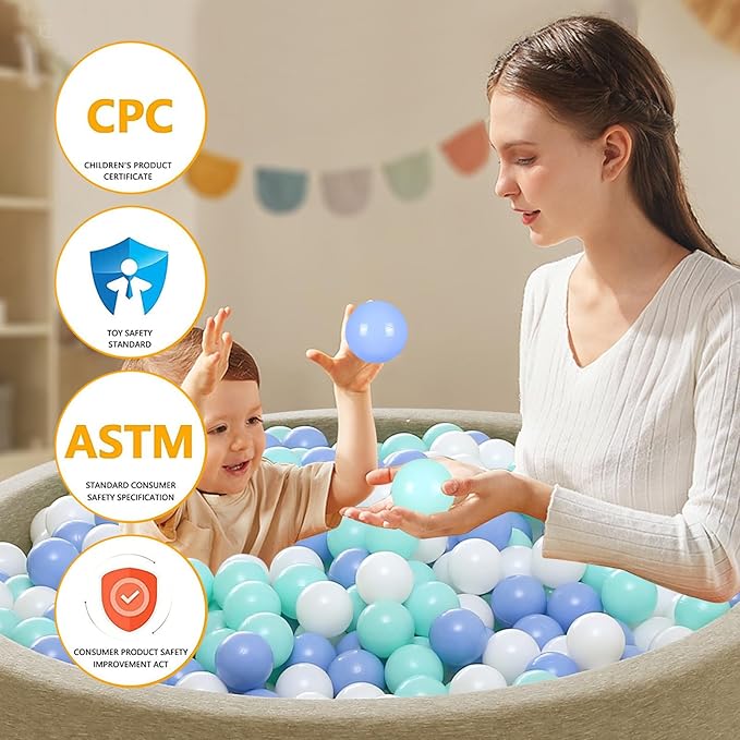 Ball Pit Balls Pack of 100 200 500 - Star and Round Set BPA Free Phthalate Free Non-Toxic Crush Proof Play Balls Soft Plastic Balls for Toddlers Baby Kids Birthday Pool Tent Party