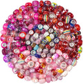 Aipridy Assortment European Large Hole Beads Spacer Beads Rhinestone Craft Beads for DIY Charms Bracelet Jewelry Making (Rose-Red-Rose red)