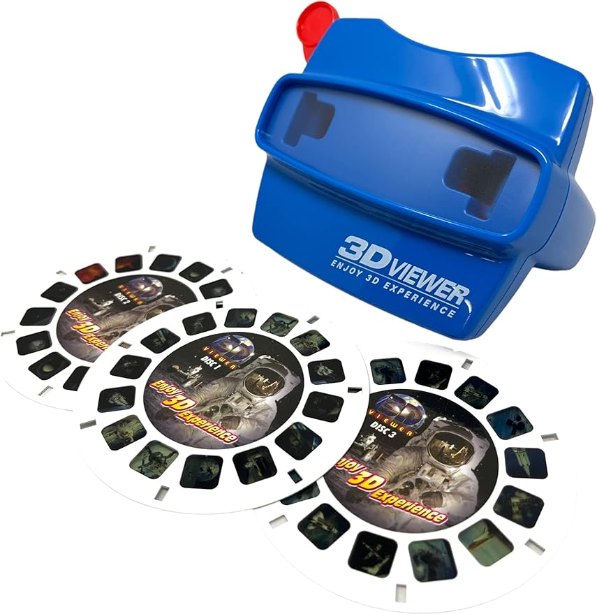 WARM FUZZY Toys 3D Viewfinder (Space) - Viewfinder for Kids & Adults, Classic Toys, Slide Viewer, 3D Reel Viewer, Retro, Vintage Toys with 3 Reels - Contains 21 High Definition 3D Images