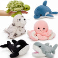 MaoGoLan 6Pcs Sea Animal Plush Toys Ocean Stuffed Animals for Kids, Large Bulk Party Favors with 10'' Plush Whale Shark Turtle Seal Orca Octopus, Classroom Decorations Christmas Valentine's Day Gifts
