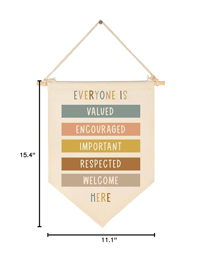 Everyone Is Valved-Classroom Decor-Classroom Poster-Playroom Decoration-Child Art-Teacher Present-Canvas Hanging Pennant Flag Banner Wall Sign Decor Gift-Birthday Christmas Gift