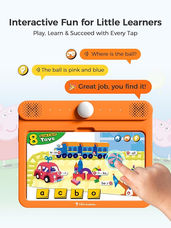 Think Academy Interactive Electronic Learning Pad - Learn-to-Read System with 70 Sound Pages, Card-Insert for Alphabet, Words, Numbers, Music, Learning Activities for Kids 3-5 Years Old