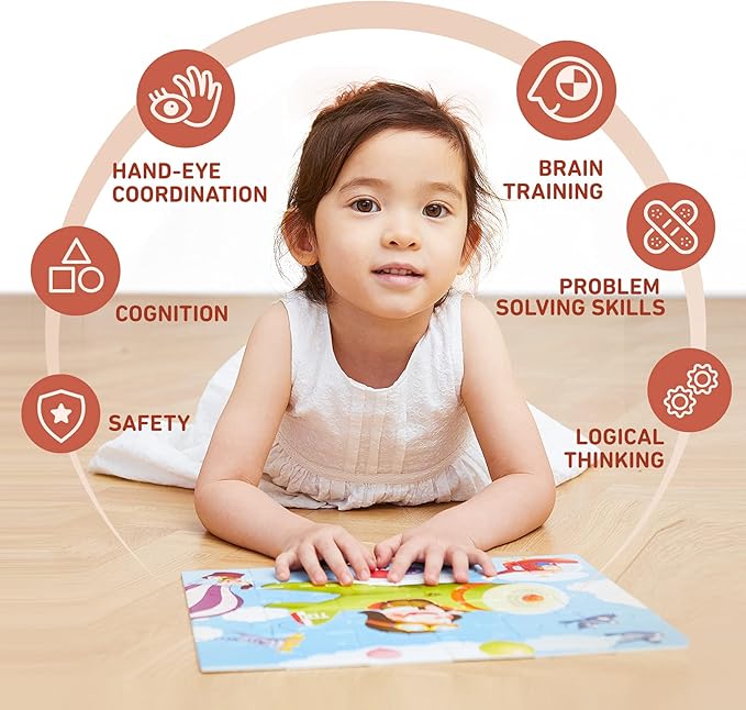 TOI Leveled Puzzles for Kids Aged 4 and Up, Toddler Puzzle Preschool Learning Jigsaw Puzzles, Large Pieces Educational Game for Boys Girls, Classic Education Step 5