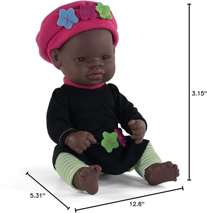 Miniland Doll 12 5/8'' African Girl (Polybag) - Made in Spain, Anatomically Correct, Quality, Inclusion