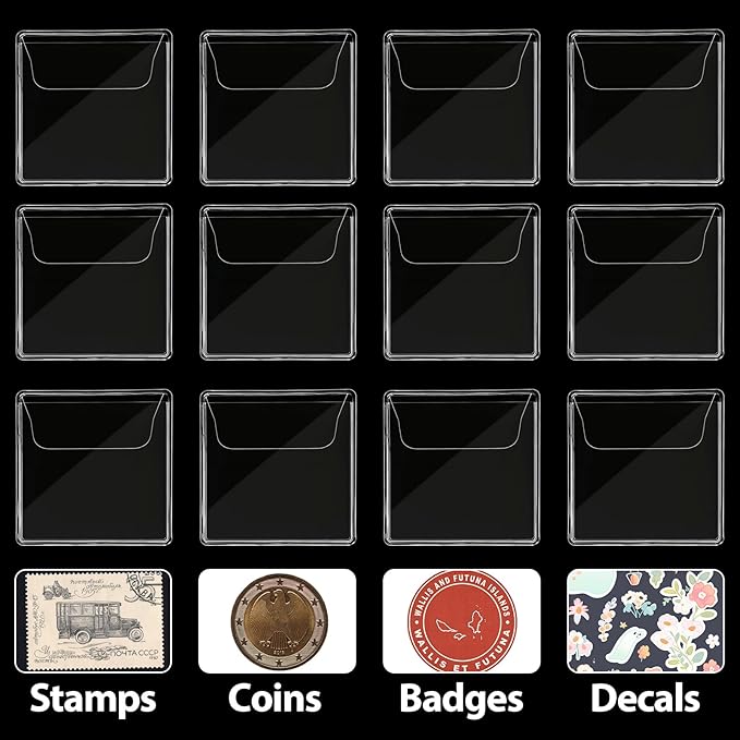 200Pcs Single Pocket Coin Flips Coin Sleeves Holders Clear PVC Coin Protectors Individual Plastic Coin Holders for Coin Currency Bills Collectors Protector (2.2 x 2.2 Inch) (Rectangular) ﻿