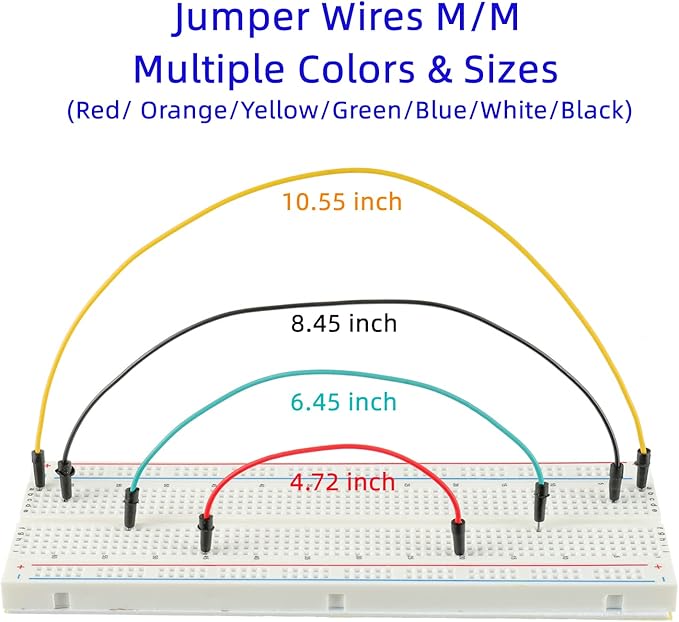 BOJACK 1Pcs 803 Tie points and 1 Pcs 400 Tie Points Solderless Breadboard and 65 Pcs Flexible Breadboard Jumper Wires and 6PCS 170 Points Mini Solderless Breadboard