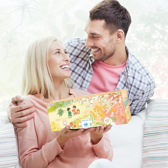 MOMIBOOK 1000 Piece Puzzle for Adults Jigsaw Puzzles of The Fragrance Here, Painting Image Wildflower Difficult Challenging Hard Impossible Puzzle Unique Funny Party Christmas Birthday Gifts