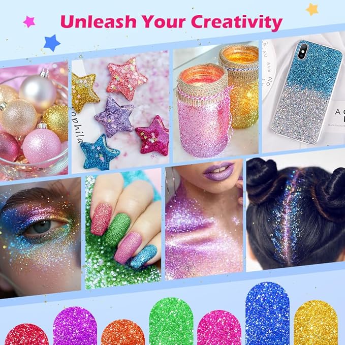 Temporary Glitter Tattoo Kids, Bledras 42 Glitter Colors Glitter Tattoo Kit,210 Unique Stencils,3 Glue,5 Brushes,6 Stickers, Glitter Tattoos for Kids,Adults,Boys Girls Birthday Party Halloween