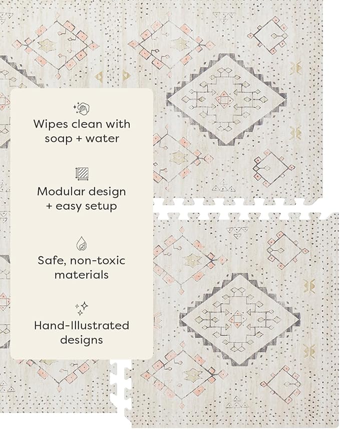 House of Noa Baby Play Mat – 4x8 Oat Ula – Set of 8 Tiles – Cushioned EVA Foam Play Mat for Floor, Soft Interlocking Baby Crawling Mats for Hard Floors