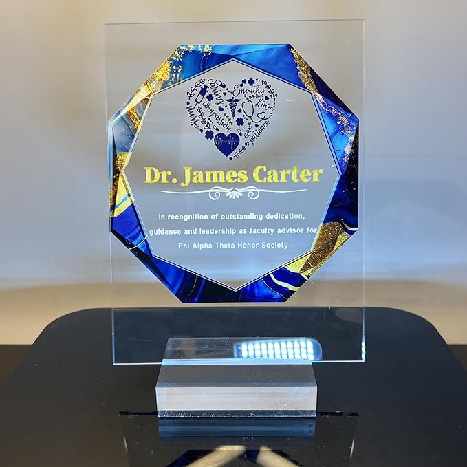 Custom Engraved Acrylic Employee Recognition Award – Personalized Appreciation Trophy for Corporate Excellence – Desk Display Plaque with Free Customization (Style #9)