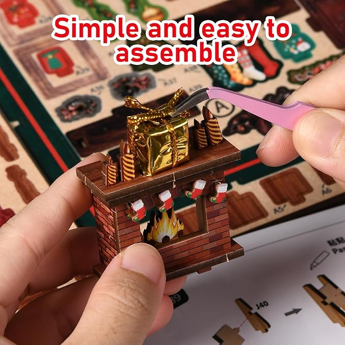 DIY Miniature House Kit, Mini House Building Kit, DIY Book Nook Kit, Tiny Model House for Adults to Build, Beginner 3D Wooden Book Nook, for Family Friends (Christmas Shop)
