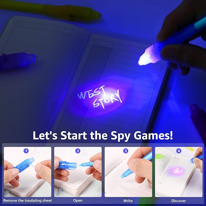 32Pcs Invisible Ink Pen, Spy Pen with UV Light for Kids Magic Party Favors, Magic Pens for Kid Writing Secret Message, Goodies Bags Toy, Kids Party Favors, Class Gift