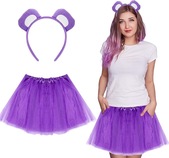 Halloween Bear Costume Accessories Bear Ear Headband and Tutu Skirt Set for Halloween Cosplay Party Dress Up