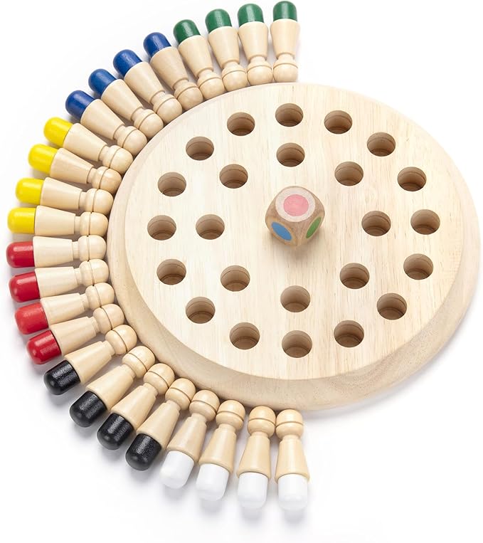 Wooden Memory Chess Matching Game: Family Board Games for Kids and Adults, Montessori Preschool Learning Educational Toy, Birthday Gift for Age 3 4 5 6 7 8+ Boy Girl