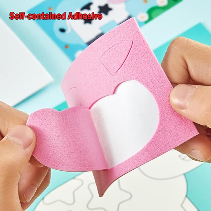 3D EVA Foam Stickers for Toddlers 12PCS Sticky Foam DIY Craft Preschool Art Class Drawing Sticker Puzzle Art Kit for Kids Boys Girls (Land Animals)