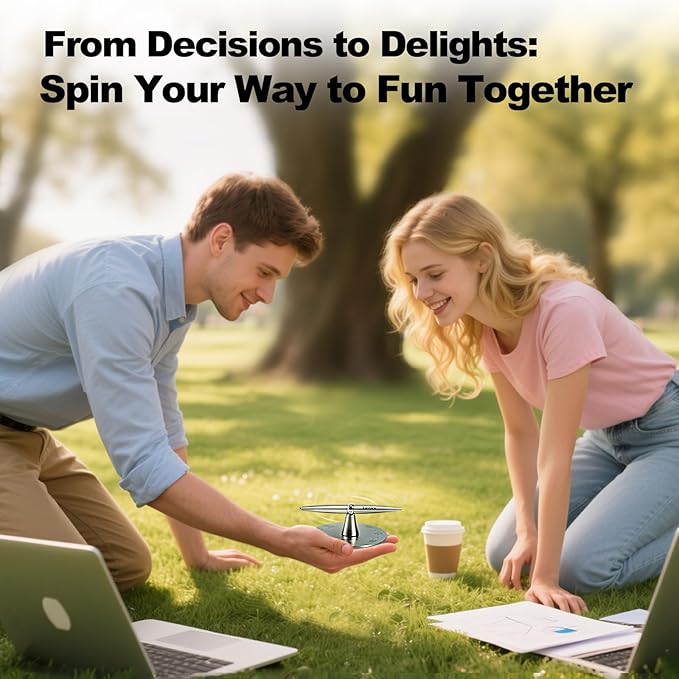 Fidget Decision Spinner Pen - 3-in-1 Magnetic Stress Relief Tool, Refillable Silver Metal Pen, Fun Decision Maker and Office Desk Decor, Unique Gift for Teens & Adults, Luxury Pen Set