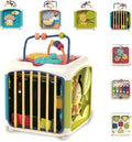 PlenPLAY 7-in-1 Activity Cube for Toddlers 1-3 - Educational Toy with Shape Sorter, Abacus, Xylophone, Peekaboo, Slides, and Gears - Sensory Toys for Toddlers 1-3