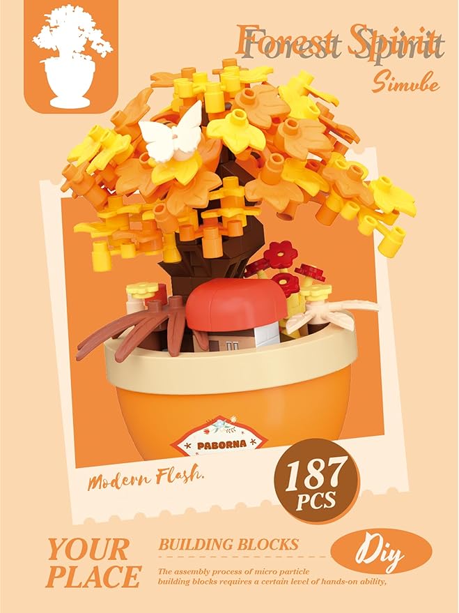 Frost Grove Mini Bonsai Tree Micro Building Set Building Toy Plant Cherry Tree Flower Collection Decor for Home Desk Greenery Decoration Building Blocks DIY Creative Gifts