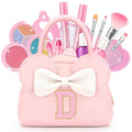 Kids Real Makeup Kit for Girls - 18Pcs Non-Toxic Washable Make Up Toys with Initial Toddler Purse - Personalized Birthday Gifts for Age 3 4 5 6 7 8 9 10 Years Old Girls Vanity Set - D