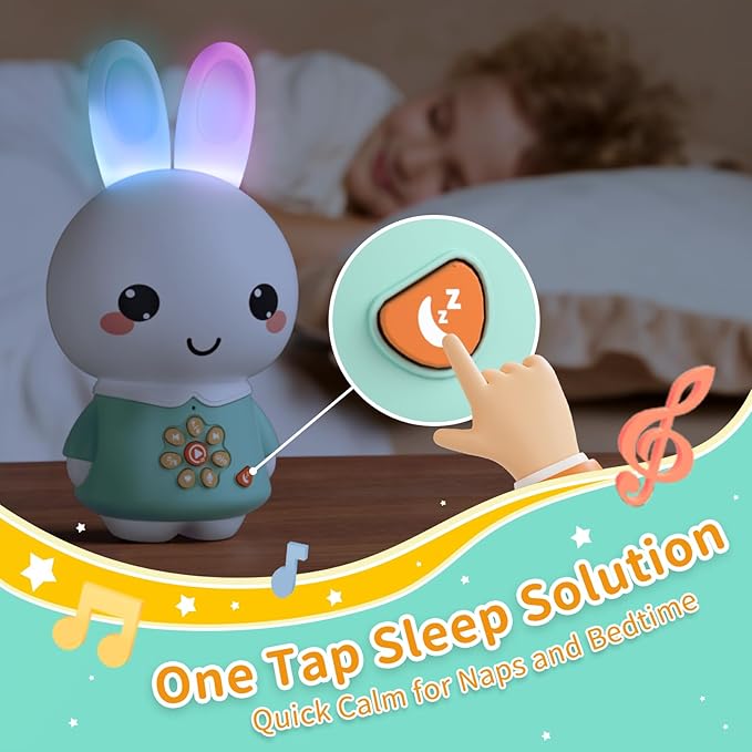alilo Honey Bunny Pro, Kids Music Player with Night Light, Bluetooth, Recorder, Preloaded 71 Nursery Rhymes, 50 Stories, 55 Soothing Music, Storytelling Toys Gifts for Toddlers Baby Boy Girl, Green