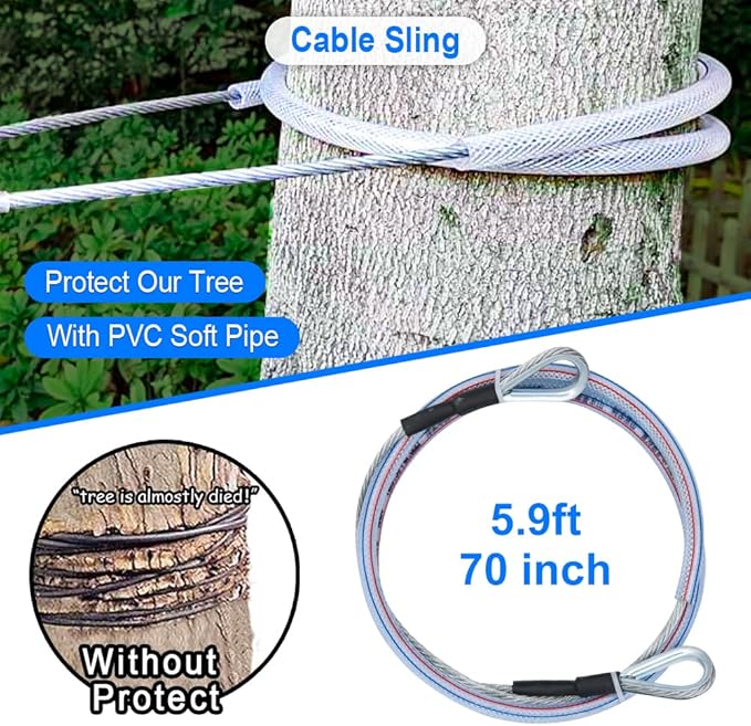 X XBEN 200FT Zip line Kits for Backyard, Zip Lines for Boys, Kids, Included Swing Seat, Ziplines Brake, and Steel Trolley, Outdoor Playground Equipment