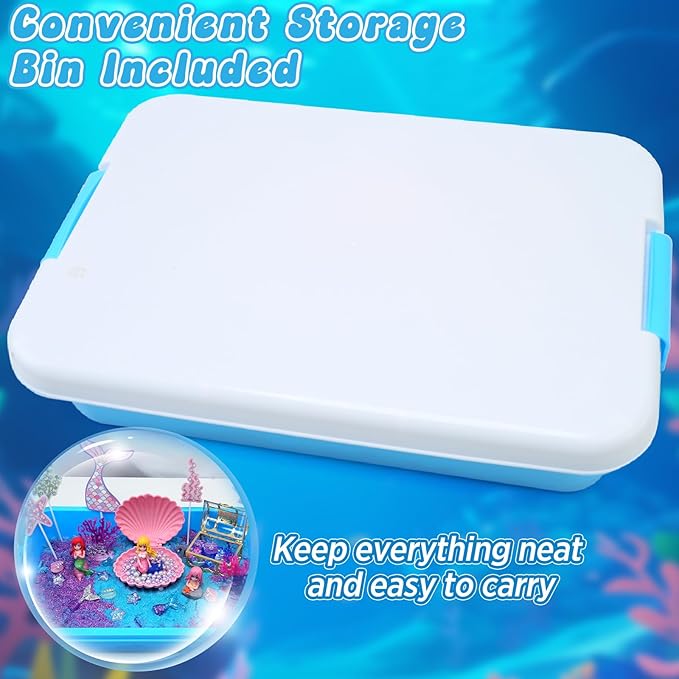 CORPER TOYS Ocean Mermaid Sand Art Kit for Kids with Magic Sand, Seashell & Treasure Accessories Sensory Bin Toys for Toddlers Girls Gift for Birthday Christmas