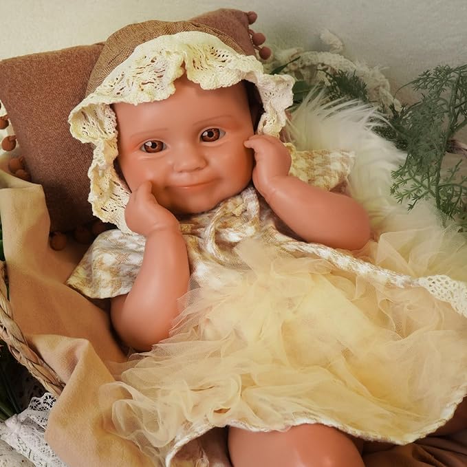 Reborn Baby Dolls Silicone Full Body 18.1in Weighted Real Life Open-Eyes Girl Dolls Lifelike Newborn Baby Soft Body Flexible Limbs Not Vinyl