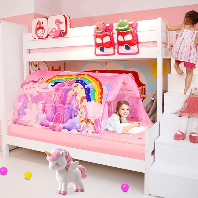 Bed Tent for Kids Lucky Castle Bed Tent Foldable Play House for Children Play Tents for Girls Boys Sleeping Canopy Playhouse