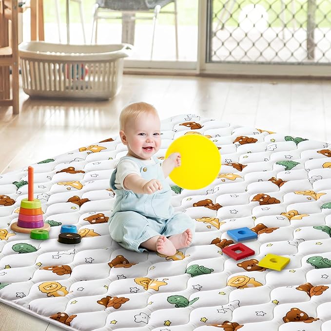 Baby Play Mat 71" X 59", Premium Thicken Foam One-Piece Crawling Mat, Extra Large Non-Slip Cushioned Activity Playmats for Babies, Toddlers, Infants, Play & Tummy Time