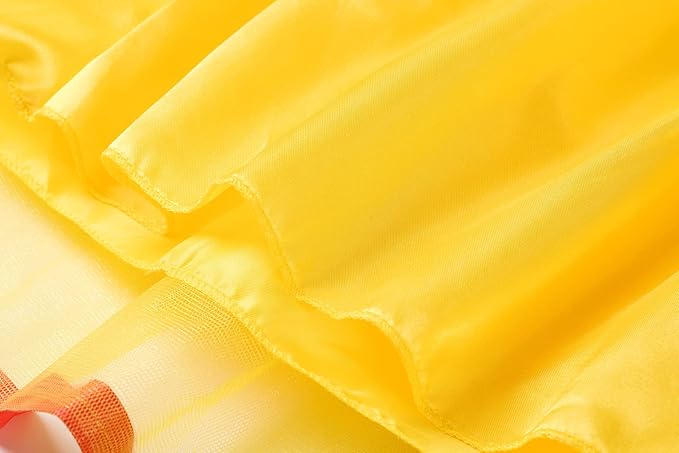 ReliBeauty Girls Elastic Waist Backless Princess Dress Costume with Accessories, Yellow,150