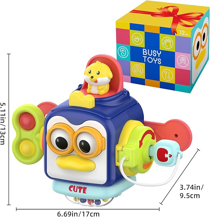 SOONYANG Montessori Toys for 1 Year Old, Activity Cube Toys for 1 Year Old Boy,Travel Sensory Toy for Toddlers 1-3, One Year Old Boy Birthday Gift, Learning Baby Toy 12-18 Months
