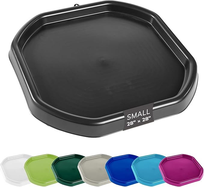 MEKA Tuff Tray for Sensory Play, Sensory Tray for Kids, Toddler Water Table, Tuff Spot Sensory Bin for Toddlers (Black, Small (28" x 28"))