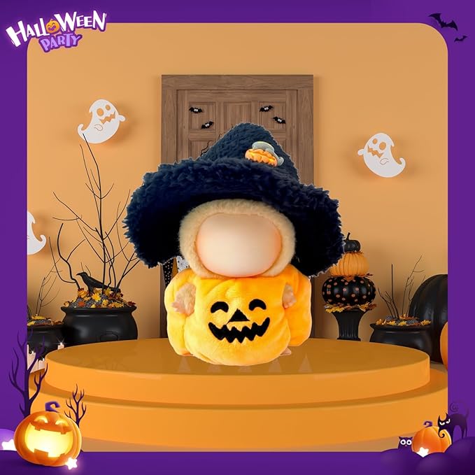 17cm Doll Clothes Set, Halloween Themed Costume, Pumpkin Outfit and Witch Hat for 6.7inch Dolls Suit, Cute Fashion Dress Up Clothes Accessories for 1st/2nd/3rd Gen Doll