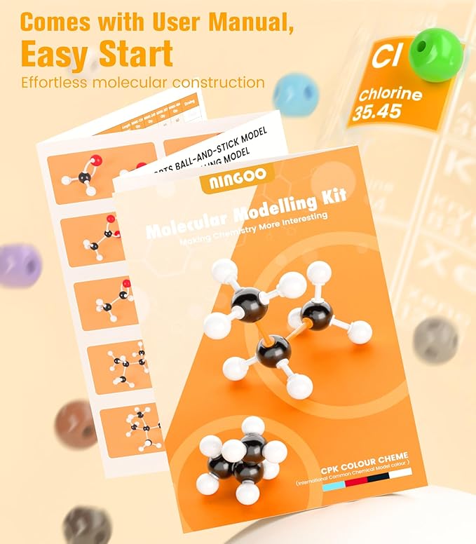 Organic Chemistry Model Kit-240 PCS,Portable Molecular Model Kit for Chemistry Classes,Atomic Element Model Set for Organic＆Inorganic Learning,Supply to Students ＆ Teachers